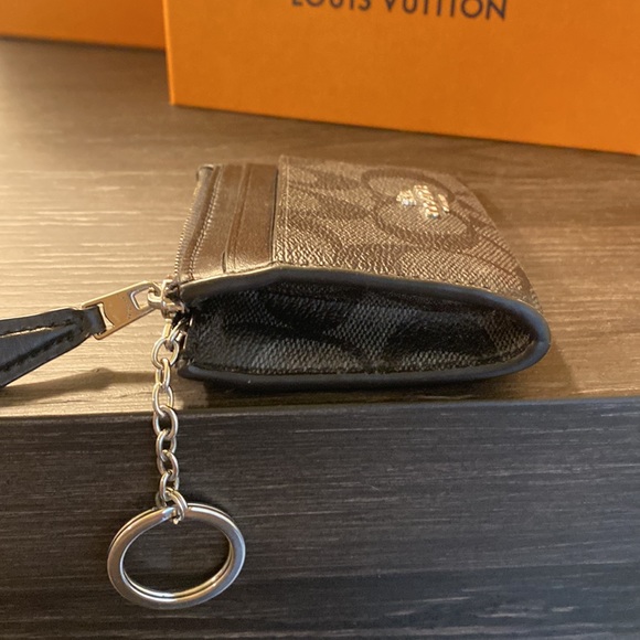 COACH 💎🖤💘BLACK & GRAY 5 POCKET CARD HOLDER - COIN PURSE - KEYCHAIN. - Picture 4 of 4